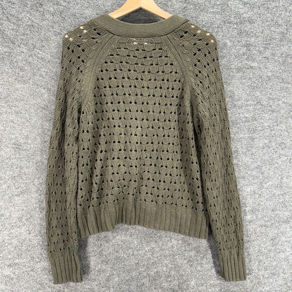 A New Approach Cardigan Women L Large Gray Button Up V-Neck Long Sleeve Cotton - Picture 2 of 7